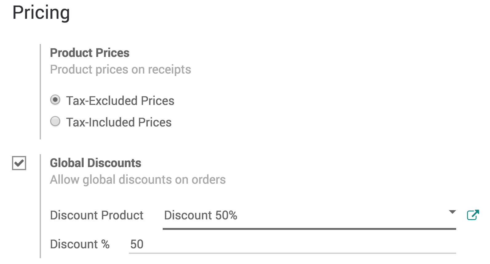 Funzionalità da abilitare per lo sconto globale