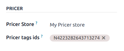 Collegamento tag Pricer ai prodotti