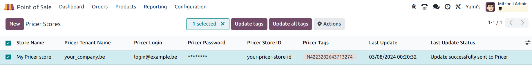 Aggiornamento tutti i tag Pricer