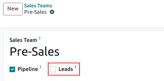 Menu Lead nell'applicazione CRM