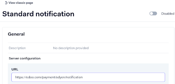URL webhook Adyen