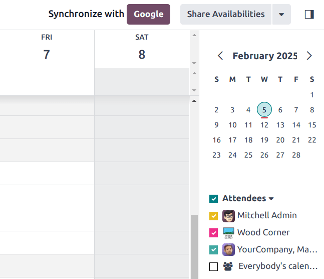 Clicca il pulsante di sincronizzazione Google in Laundry ERP Calendar per sincronizzare Google Calendar con Laundry ERP.
