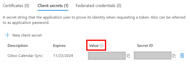 Il token "Segreto Client" da copiare da Microsoft a Laundry ERP.