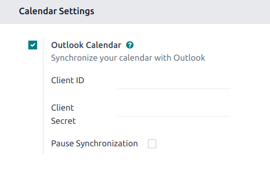L'impostazione "Outlook Calendar" attivata in Laundry ERP.