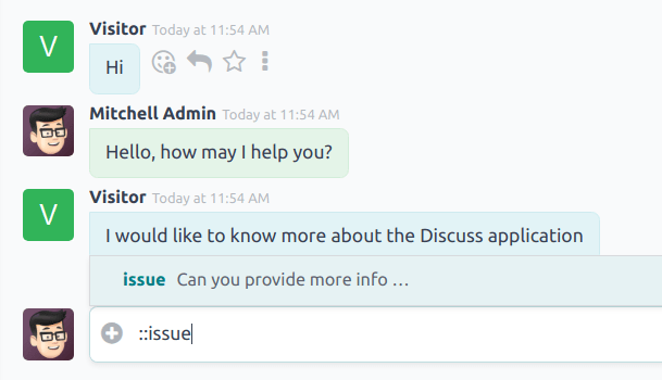 Conversazione live chat che utilizza una risposta predefinita