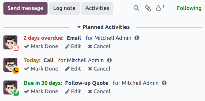 Thread chatter con attività pianificate con date di scadenza variabili