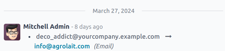 Dettaglio di un thread chatter con un aggiornamento a un record di contatto