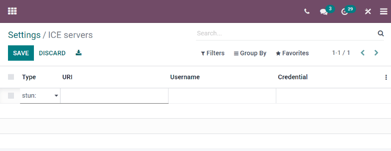 Pagina "Server ICE" in Laundry ERP