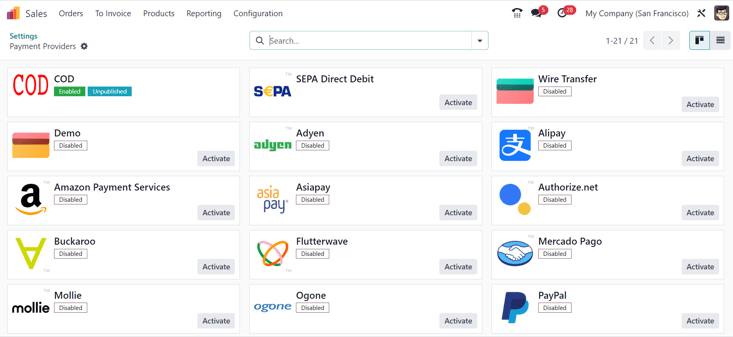 Pagina Provider di pagamento