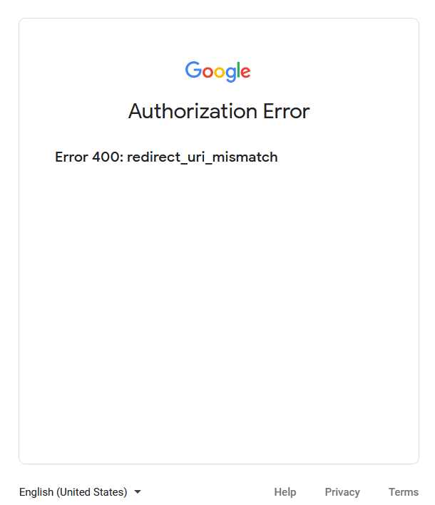 Errore 400 URI di Reindirizzamento Non Corrispondente