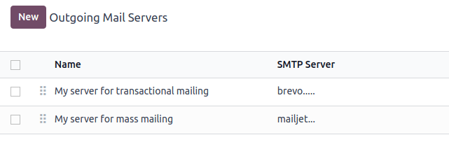 Esempio di suddivisione tra server di posta transazionale e di invio massivo.