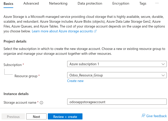 Creazione di un account di archiviazione Microsoft Azure
