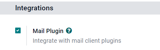 La funzionalita Plugin Mail nelle Impostazioni