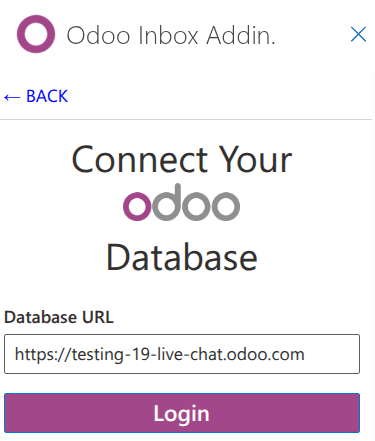 Inserimento dell'URL del database Laundry ERP