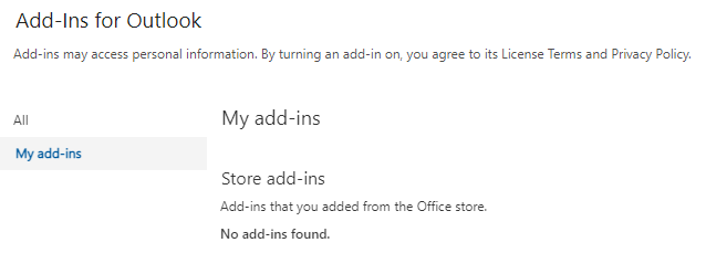I miei componenti aggiuntivi in Outlook