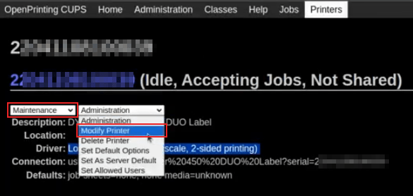 Modificare marca e modello della DYMO LabelWriter