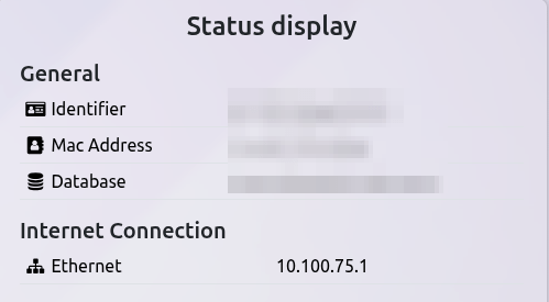 Display dello stato con indirizzo IP dell'IoT Box