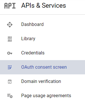 Menu di selezione della schermata di consenso OAuth di Google.