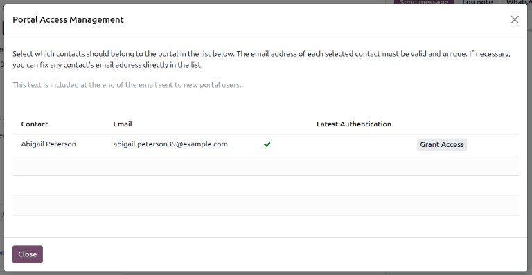 Concedi l'accesso nella finestra Gestione Accesso al Portale.