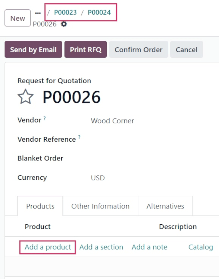 Preventivo alternativo vuoto con alternative nei breadcrumb