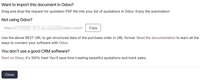 Pop-up per copiare il link