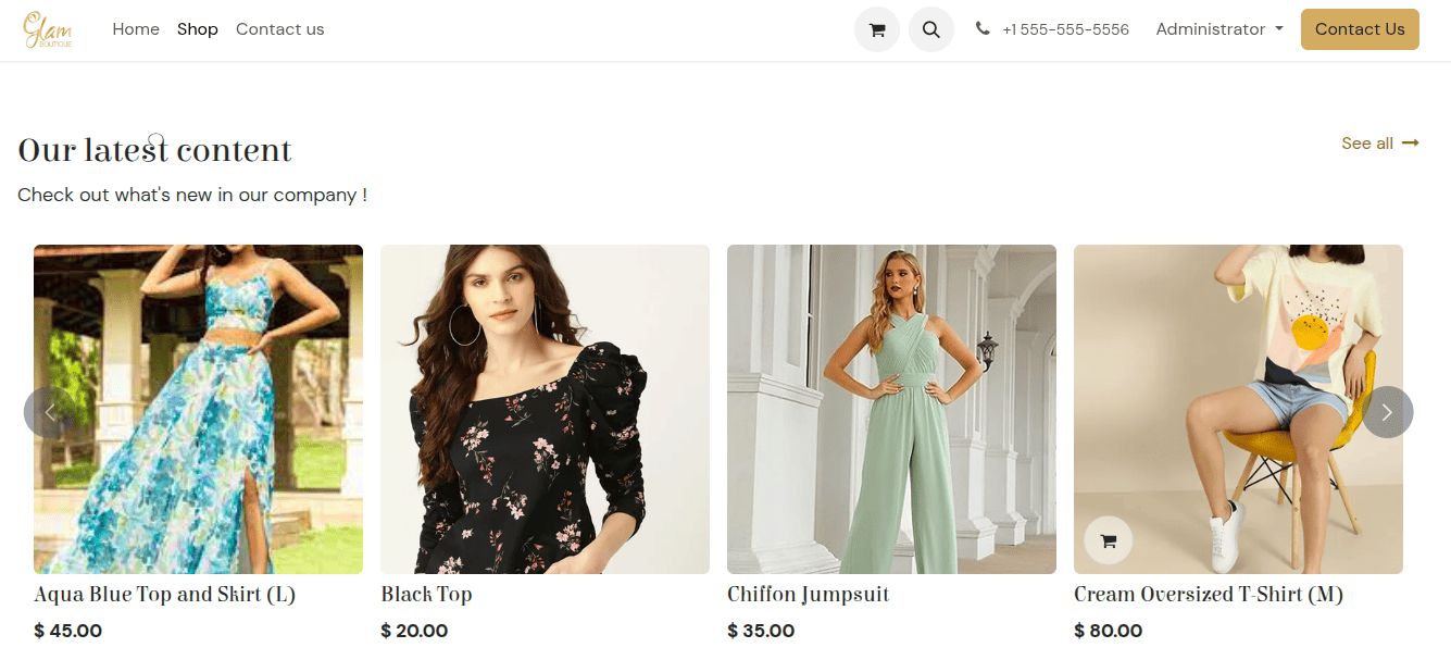 Esempio di blocco catalogo per prodotti specifici